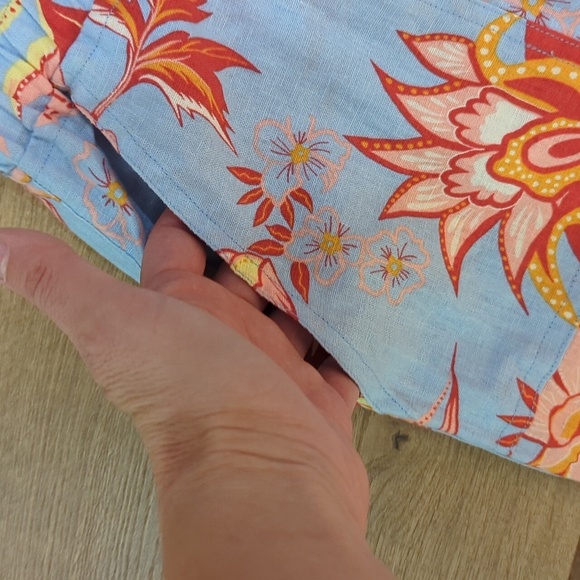 Caligraphie Linen Floral Side Slit Wide Leg Pants Pull On Pockets M NWT - Picture 5 of 11